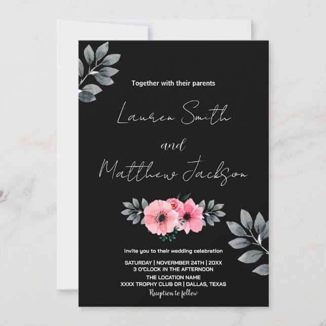 Einladungen zu Hochzeiten in Rosa (Vorderseite)