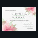 Einladungen zu Hochzeiten in Rosa und Weiß<br><div class="desc">Abstrakte rosa Blume auf weißem Hintergrund mit kluger Blätter und skurrilen Wirbel grenzen an dieses wunderschöne Set der Hochzeitseinladung. Ideal für Hochzeiten im Freien und im romantischen Garten zu jeder Jahreszeit - verändern Sie einfach die Hintergrundfarbe für Frühling, Sommer, Herbst, Herbst und Winter. Elegante, halbformale Vintage Typografie wird die Braut...</div>