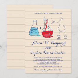 Einladungen zu Hochzeiten in Rot und Blauer Chemie