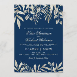 Einladungen zu Hochzeiten in Silver und Navy Blue