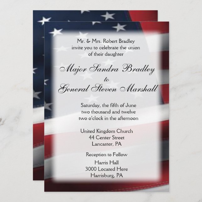 Einladungen zu Hochzeiten und Empfängen unter US-F (Vorne/Hinten)