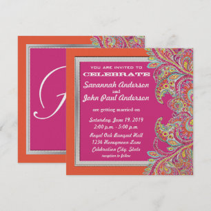 Einladungen zu Hochzeiten von Korallen und Pink Pa