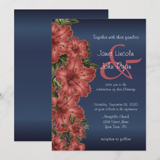 Einladungen zu Hochzeiten von Navy Blue & Rustic R (Vorne/Hinten)