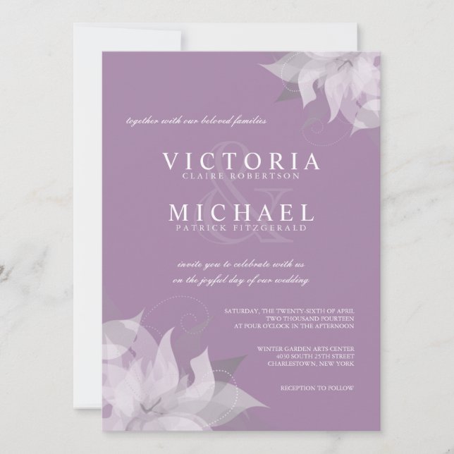 Einladungen zu Lavendel- und Weißblumenhochzeiten (Vorderseite)