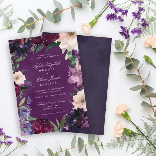 Einladungen zu Lila Blumenhochzeiten von Eggplant (Von Creator hochgeladen)