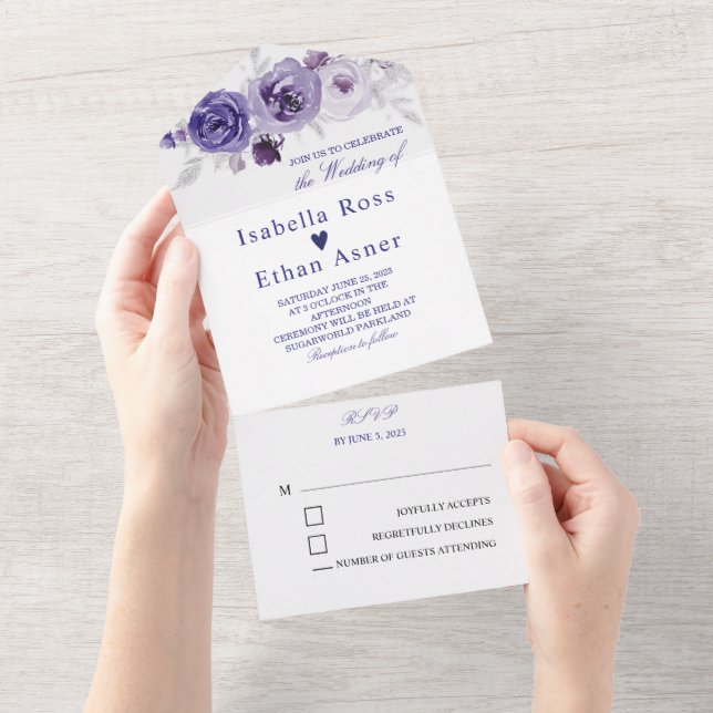 Einladungen zu Lila Hochzeiten (Abreißen)