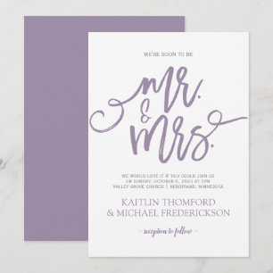 Einladungen zu Lila Hochzeiten Pinselschrift
