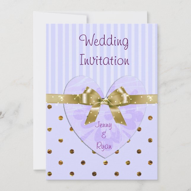 Einladungen zu lila Hochzeiten und Goldhochzeiten (Vorderseite)