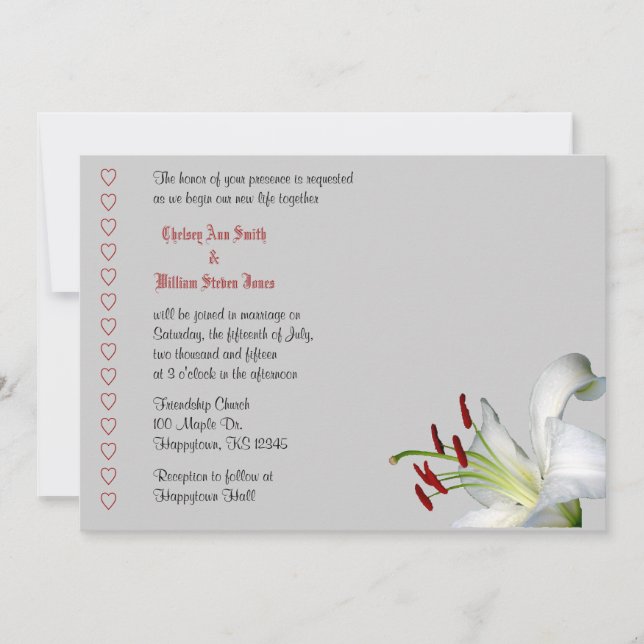 Einladungen zu Lilie, White und Red Wedding (Vorderseite)