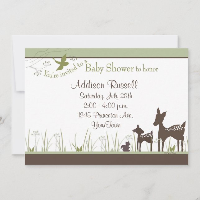 Einladungen zu Momma und Baby Deer Shower (Vorderseite)