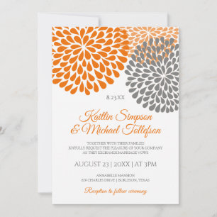 Einladungen zu Orange & Gray Hochzeiten Floral &