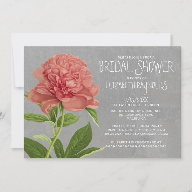 Einladungen zu Peonies Bridal Shower (Vorderseite)
