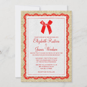 Einladungen zu Red & Gold Country Burlap Hochzeite