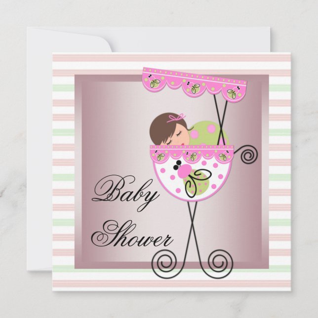 Einladungen zu Rosa Green Baby Girl (Vorderseite)
