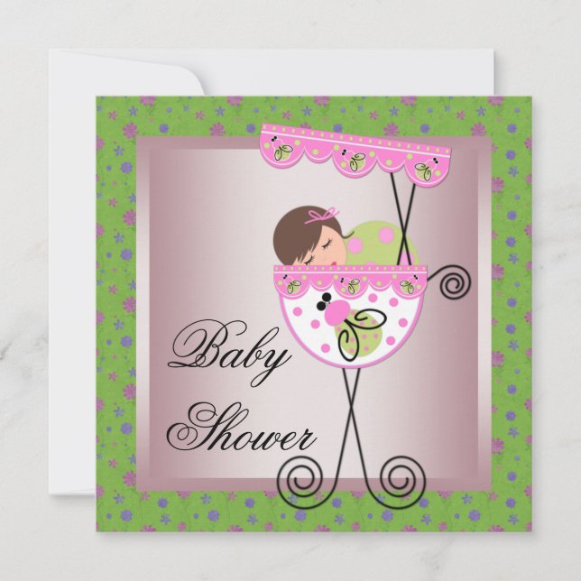 Einladungen zu Rosa Green Baby Girl (Vorderseite)