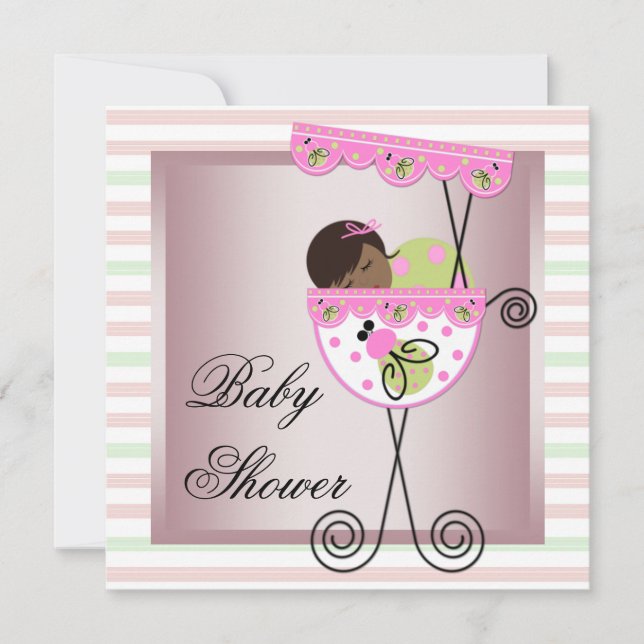 Einladungen zu Rosa Green Baby Girl (Vorderseite)