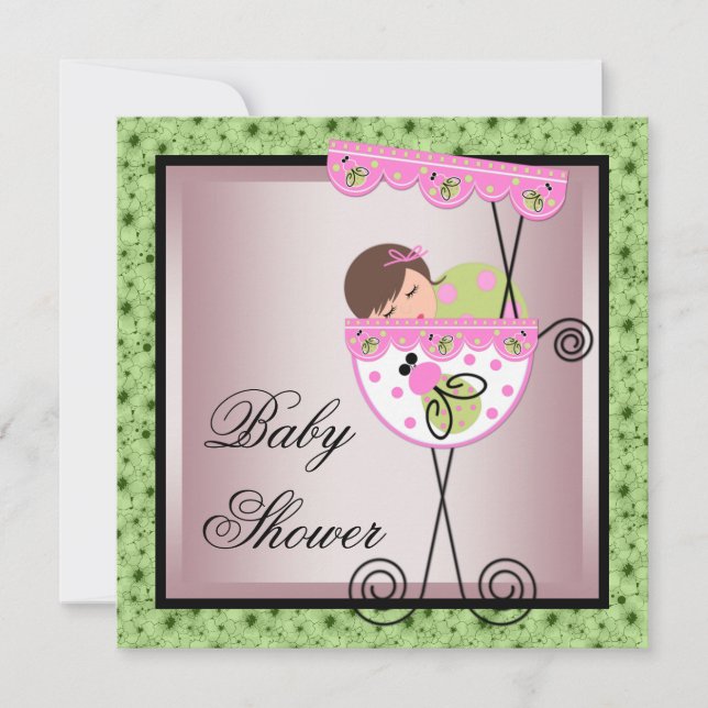 Einladungen zu Rosa Green Baby Girl (Vorderseite)