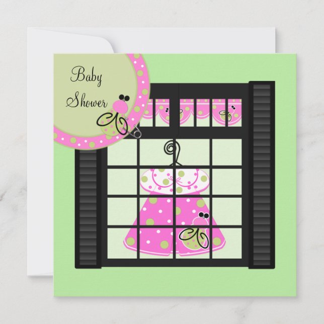 Einladungen zu Rosa Green Baby Girl (Vorderseite)