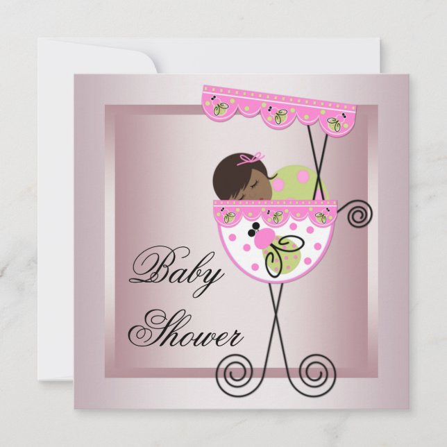 Einladungen zu Rosa Green Baby Girl (Vorderseite)