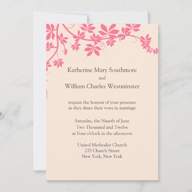Einladungen zu Rosa und Elfenbeinhochzeiten (Vorderseite)