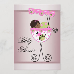 Einladungen zu Rosa und grünem Ethnic Baby Girl Sh