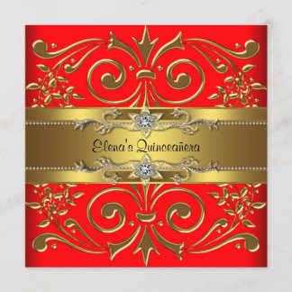 Einladungen zu Rot und Gold Quinceanera
