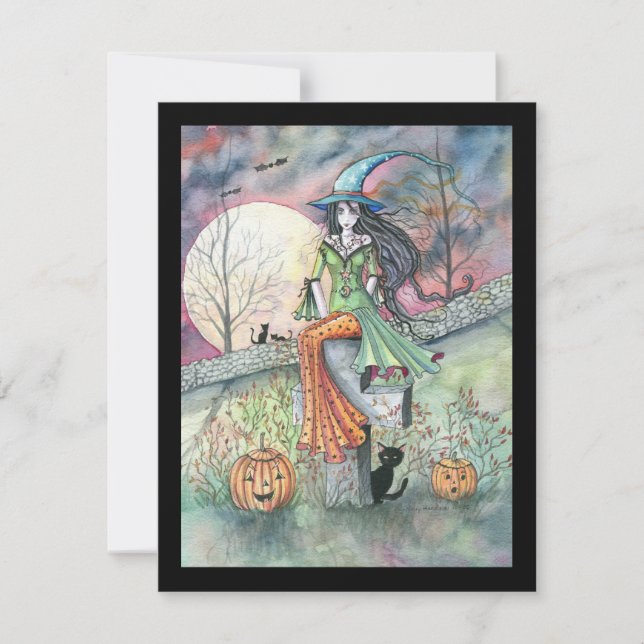 Einladungen zu Rotzunge und Katze Halloween-Party (Vorderseite)
