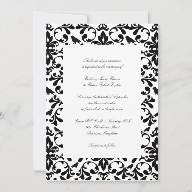 Einladungen zu Schwarz-Weiß-Hochzeiten (Vorderseite)