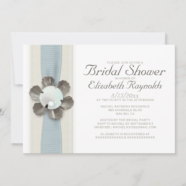 Einladungen zu Spitzen- und Perldusche (Vorderseite)