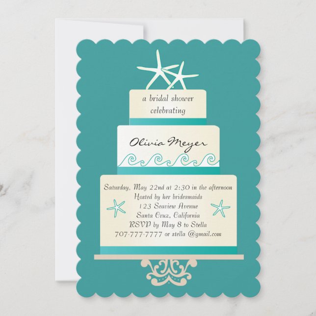 Einladungen zu Starfish Hochzeitstorte (Vorderseite)