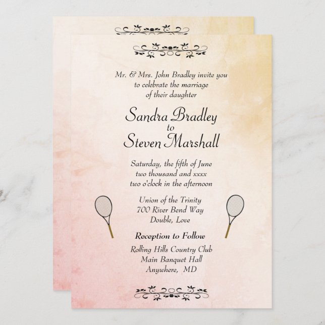Einladungen zu Tennis Wedding Theme (Vorne/Hinten)