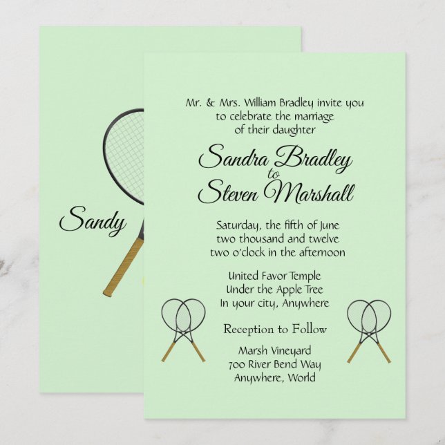 Einladungen zu Tennis Wedding Theme (Vorne/Hinten)