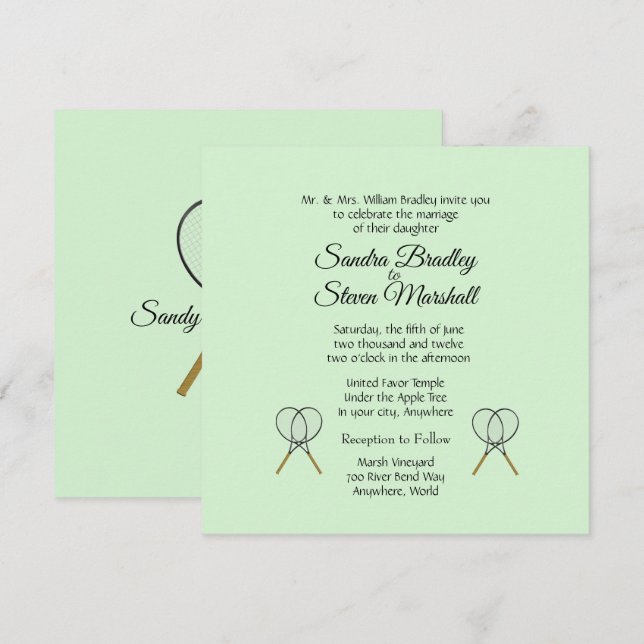 Einladungen zu Tennis Wedding Theme (Vorne/Hinten)