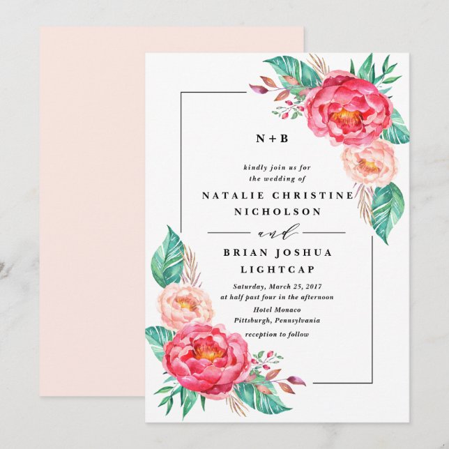 Einladungen zu tropischen Sommerhochzeiten (Vorne/Hinten)