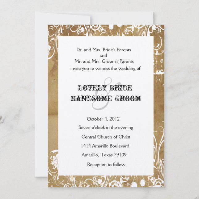 Einladungen zu Vintagen Hochzeiten (Vorderseite)