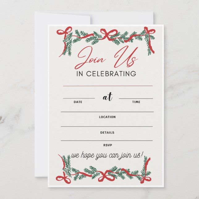 Einladungen zu Weihnachten, Einladung zur Hochzeit (Vorderseite)