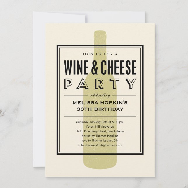 Einladungen zu Wein und Käse (Vorderseite)