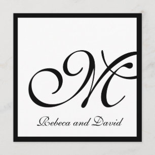 Einladungen zu weißen, eleganten Monogramm-Hochzei