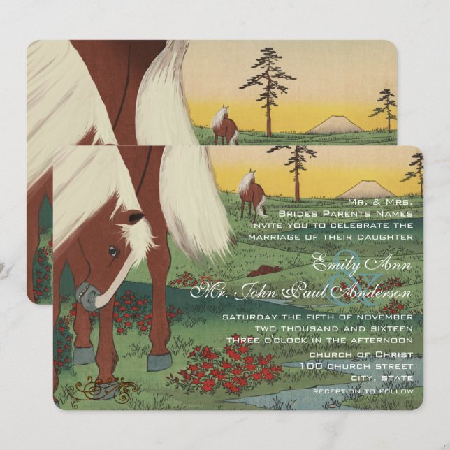 Einladungen zu Whimsical Horse Wedding (Vorne/Hinten)