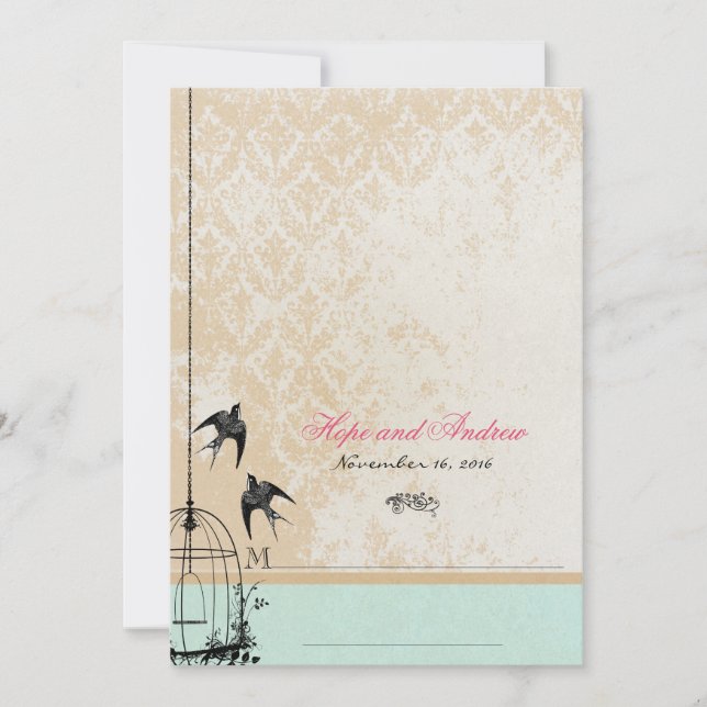 Einladungen zu Whimsical Vintag Bird Cage Wedding (Vorderseite)