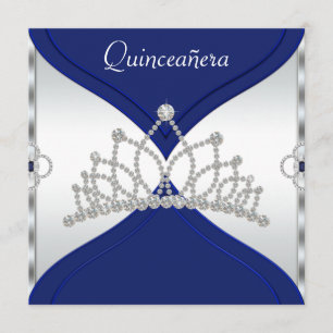 Einladungen zu White and Royal Blue Quinceanera