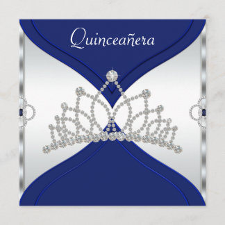 Einladungen zu White and Royal Blue Quinceanera