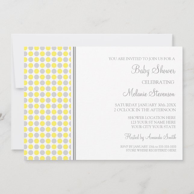 Einladungen zu Yellow Graudots Custom Baby Shower (Rückseite)