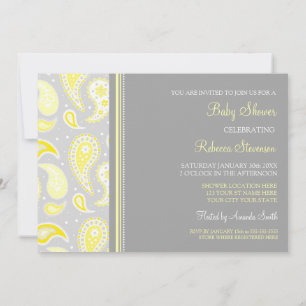 Einladungen zu Yellow Grauer Paisley Custom Baby S