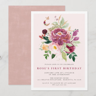 Einladungen zum 1. Geburtstag | Saffron Bouquet 