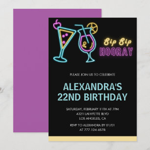 Einladungen zum 22. Geburtstag Cocktail Neon Glow