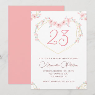 Einladungen zum 23. Geburtstag Boho Floral Rosa