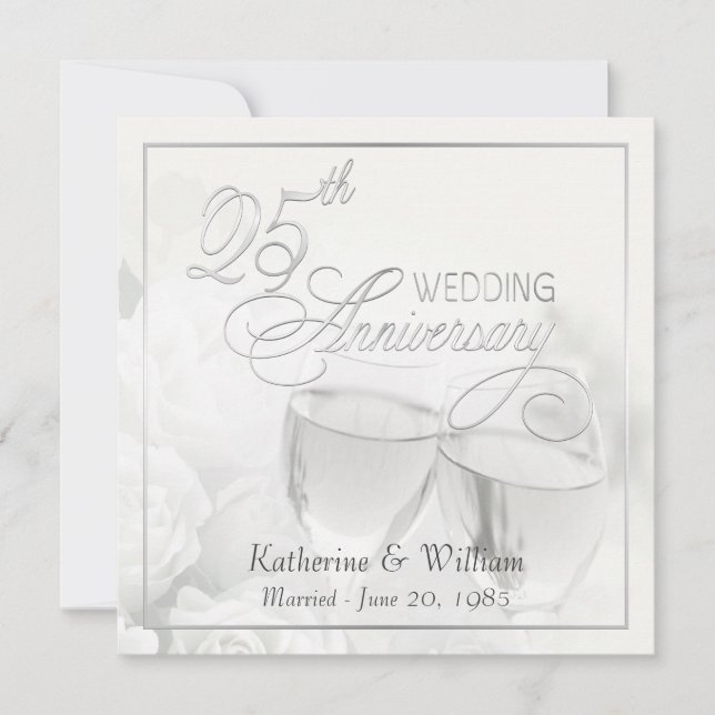Einladungen zum 25. Hochzeitstag - Platz (Vorderseite)