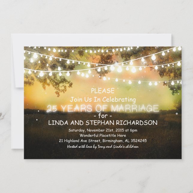Einladungen zum 25. Hochzeitstag - Saitenlichter (Vorderseite)