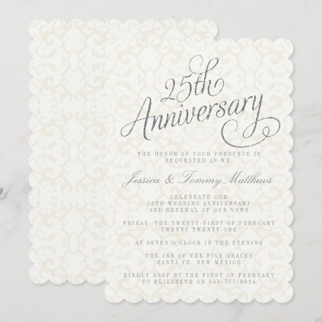 Einladungen zum 25. Silver Wedding Jubiläum (Vorne/Hinten)